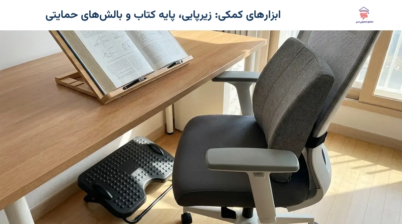 ابزارهای کمکی: زیرپایی، پایه کتاب و بالش‌های حمایتی