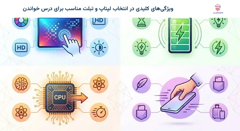 ویژگی‌های کلیدی در انتخاب لپتاپ و تبلت مناسب برای درس خواندن